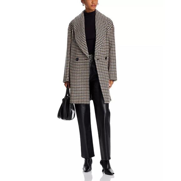 Bagatelle Women Brown Houndstooth Shawl Collar Oversize Mid Length Coat Size XL - Picture 6 of 7